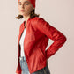 Fireline Femme Leather Jacket in Red Ember