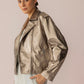 Astrid Shimmer Leather Jacket in Cosmic Silver