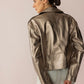 Astrid Shimmer Leather Jacket in Cosmic Silver