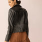 Punk Pulse Leather Jacket in Static Black