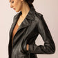 Punk Pulse Leather Jacket in Static Black
