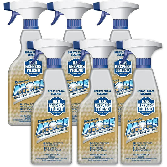 Bar Keepers Friend Spray & Foam  Multi-Surface Cleaner MORE, 25.4 fl oz, Pack of 6