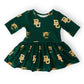 Baylor Green Bear 3/4 Sleeve Twirl Bodysuit
