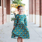 Baylor Plaid Bear 3/4 Sleeve Pocket Twirl Dress