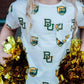 Baylor White Bear Ruffle Pocket Tee