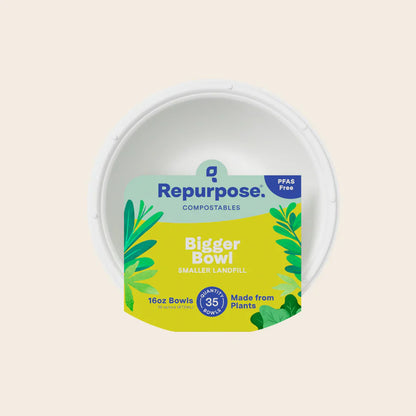 Compostable 35oz Bio-Based Sugarcane Bowls (Pack of 6)