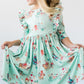Believe in Your Elf 3/4 Sleeve Ruffle Twirl Dress
