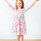 Birthday Girl 3/4 Sleeve Pocket Twirl Dress