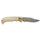 3.75" Damascus Steel Knife with Leather Sheath with Bone