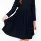 Black L/S Ruffle Twirl Dress