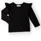 Black L/S Ruffle Tee