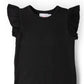 Black S/S Ruffle Tee
