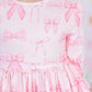 Blushing Bows 3/4 Sleeve Pocket Twirl Dress