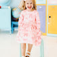 Blushing Bows 3/4 Sleeve Pocket Twirl Dress