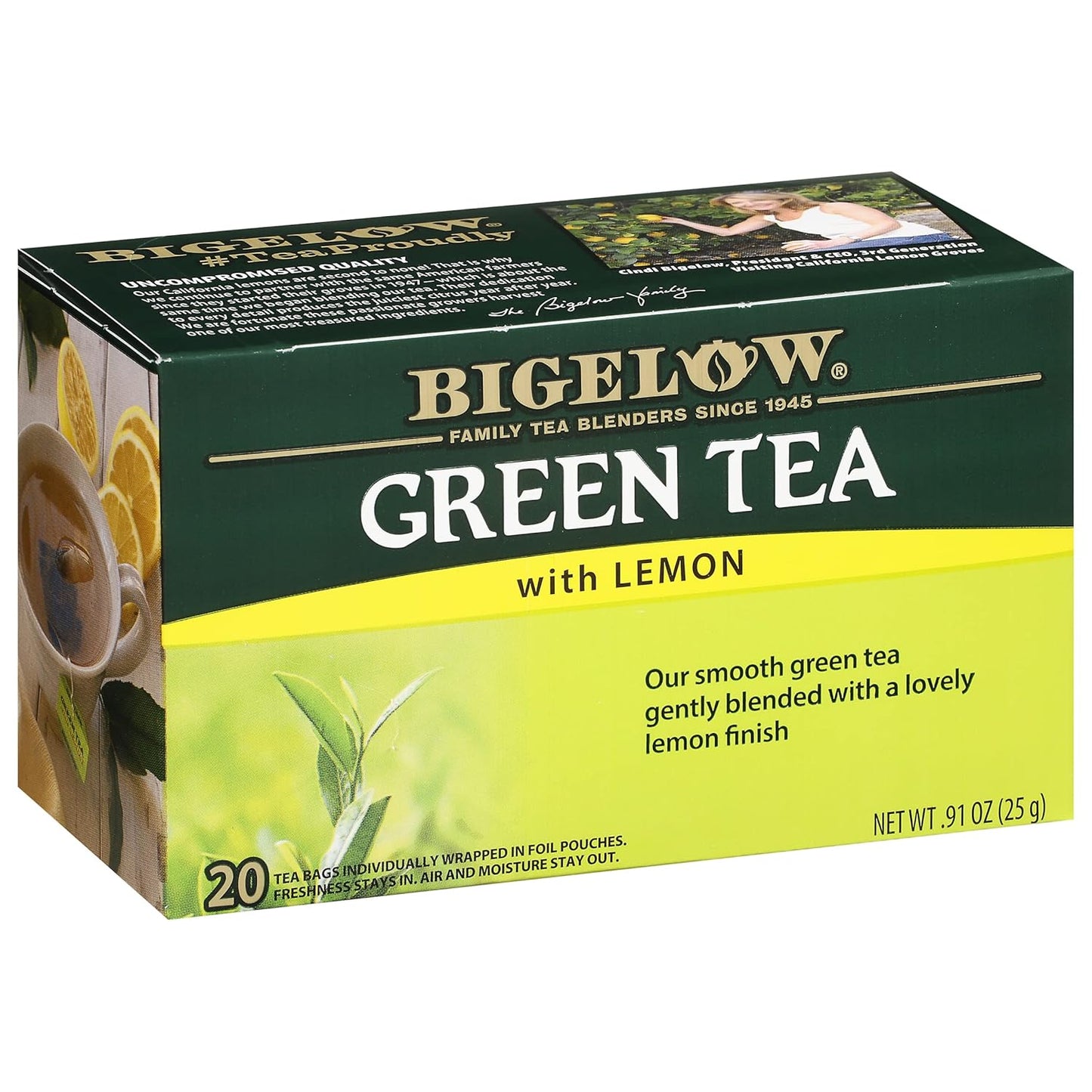Bigelow Green Tea with Lemon | 6 Boxes, 20 Tea Bags Ea.