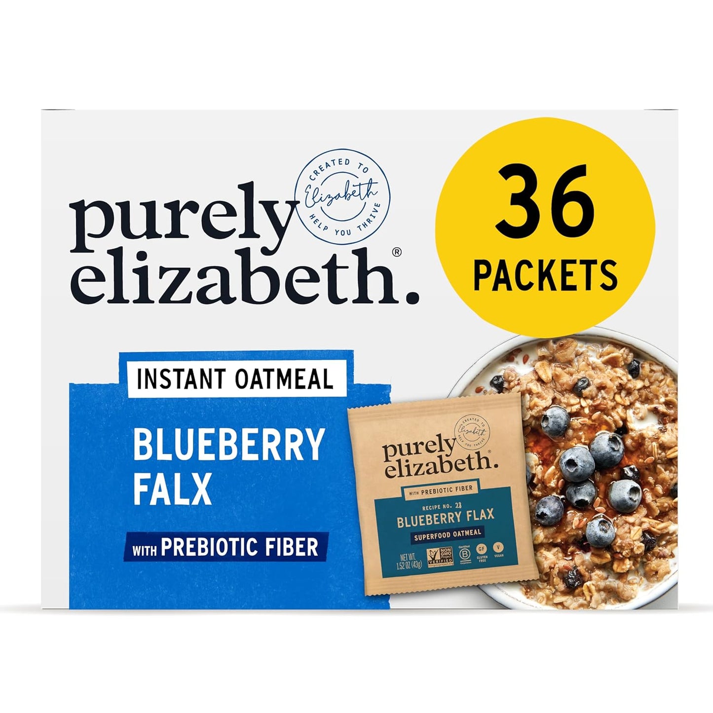 Purely Elizabeth Oatmeal, Blueberry Flax, 9.12 oz, Case of 6