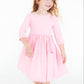 Bubblegum Pink 3/4 Sleeve Pocket Twirl Dress
