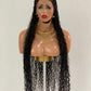 French Cornrow Bohemian Wig, Swiss Full Lace, Black, Waist Length, Standard Density - Leviana