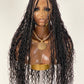 Crush Bohemian Cornrow Braided Wig, Swiss Full Lace, Black Color, Waist Length, Standard Density.
