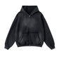 NOIR DISTRESSED ZIP HOODIE