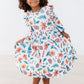 Classic Christmas 3/4 Sleeve Ruffle Twirl Dress