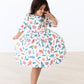 Classic Christmas 3/4 Sleeve Ruffle Twirl Dress