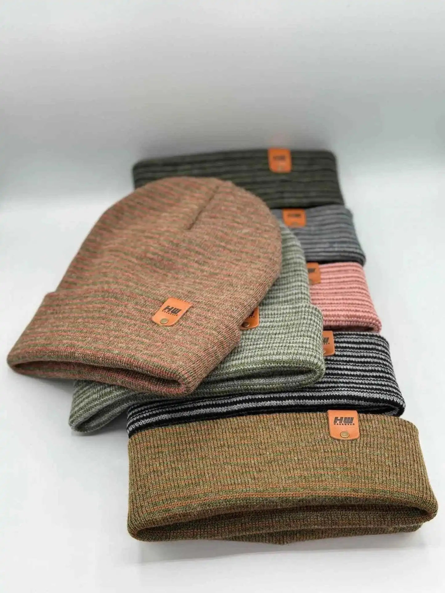 Classic Contrast Cuffed Beanie, Burgundy and Green