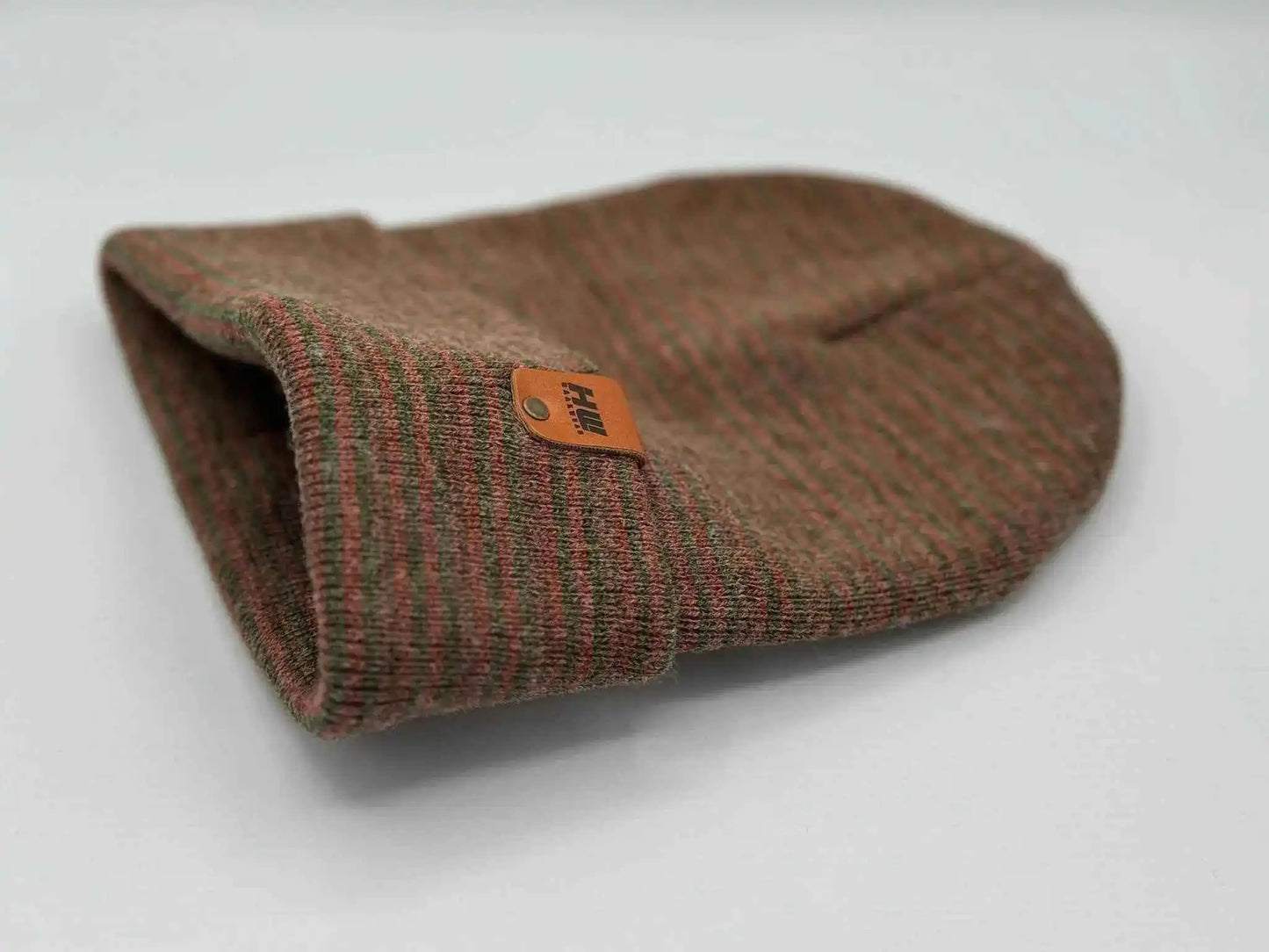 Classic Contrast Cuffed Beanie, Burgundy and Green