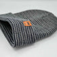 Classic Contrast Cuffed Beanie, Gray and Denim Blue