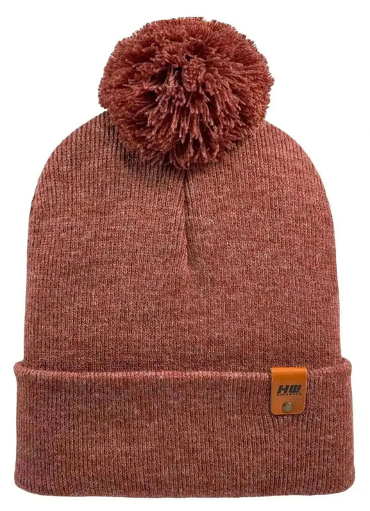 Classic Cuffed Pom Pom Beanie, Rusty Burgundy
