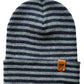 Classic RoRo Cuffed Beanie, Gray and Denim Blue