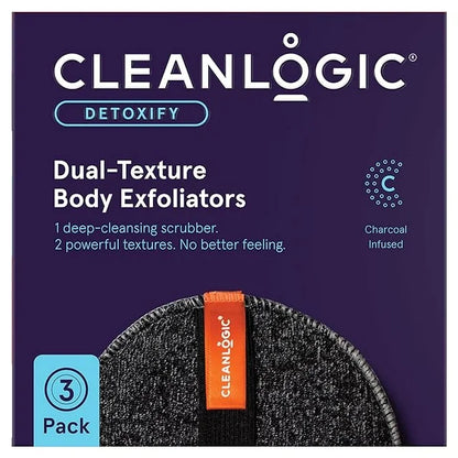 Clean Logic Detox Charcoal Body Exfoliator, Dual Texture, Pack of 3