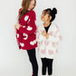 Coconut/Light Pink Heart Cozy Cardigan