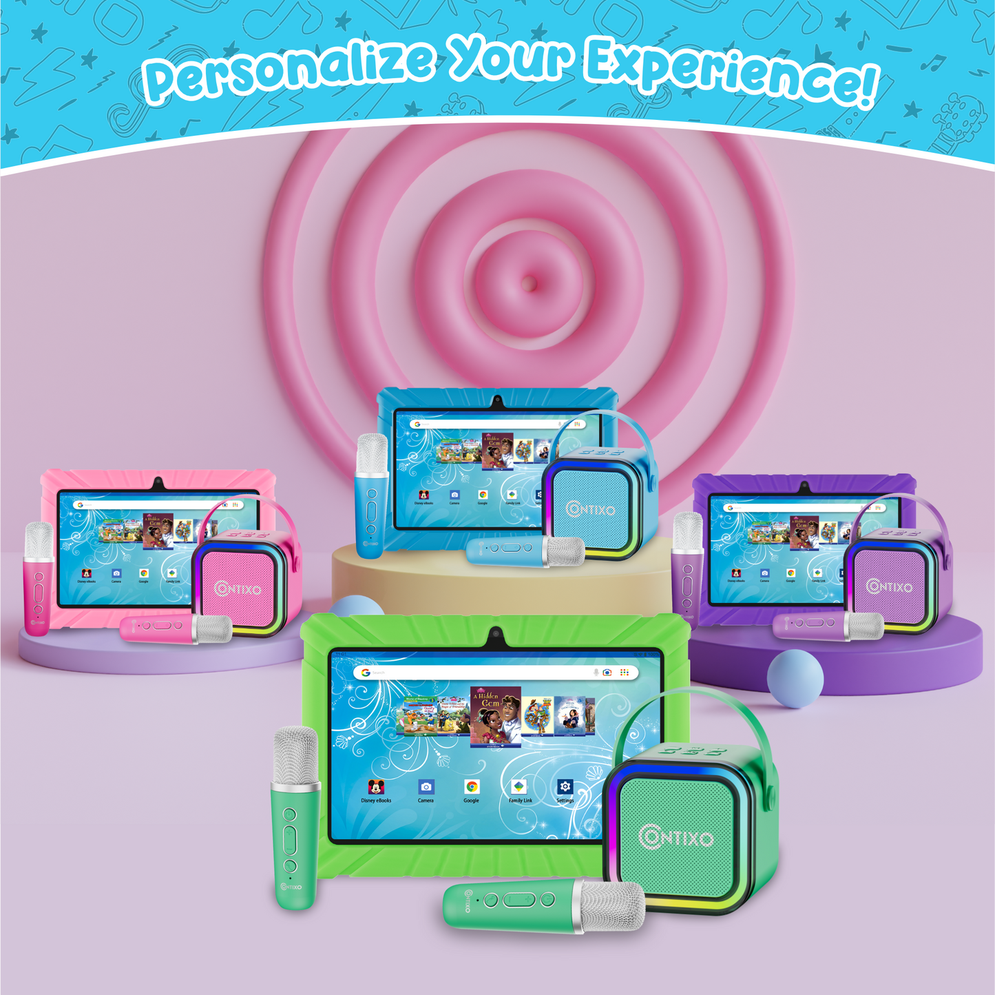 Contixo V8 7" Kids Tablet with Kids Bluetooth Karaoke and Two Microphones by Contixo