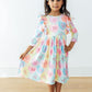 Conversation Hearts 3/4 Sleeve Ruffle Twirl Dress