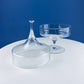 Crystal Clear Footed Candy Bowl or Serving Dish with Empoli Style Lid. Unique Mid Century Modern Apothecary Jar. Home Store Cafe Decor.