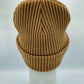 Cuffed Wide Ribbed Striped Beanie, Contrast, Beige and Brown, Classic Beanie