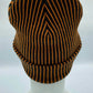 Cuffed Wide Ribbed Striped Beanie, Contrast, Black and Orange, Classic Beanie