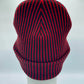 Cuffed Wide Ribbed Striped Beanie, Contrast, Black and Red, Classic Beanie