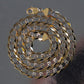 14k Two Tone Gold Pave Curb Chain (12.18 mm)