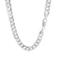 Rhodium Plated 7.2mm Sterling Silver Curb Style Chain