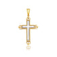 14k Two-Tone Gold Cross Pendant with an Ornate Budded Style