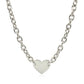 Sterling Silver Rhodium Plated Chain Bracelet with a Flat Heart Motif Station