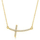 14k Yellow Gold Curved Crucifix Diamond Accented Necklace (.21cttw)