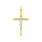 14k Two Tone Gold Cross Pendant