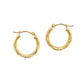 14k Yellow Gold Fancy Diamond Cut Slender Small Hoop Earrings (2x15mm)
