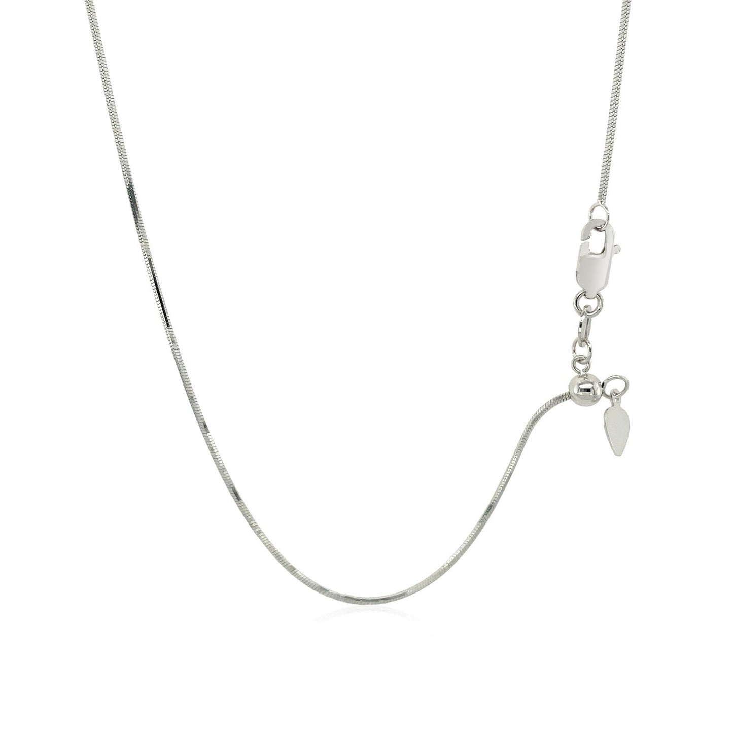 14k White Gold Adjustable Snake Chain (0.80 mm)