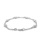 14k White Gold Rolo Chain Bracelet with Puffed Heart Stations (3.30 mm)