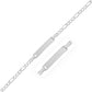14k White Gold Figaro Chain Fancy Childrens ID Bracelet (3.30 mm)