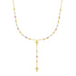 14k Tri-Color Gold Rosary Chain Necklace